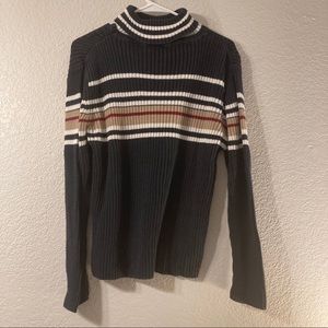 Navy Striped Turtleneck Sweater